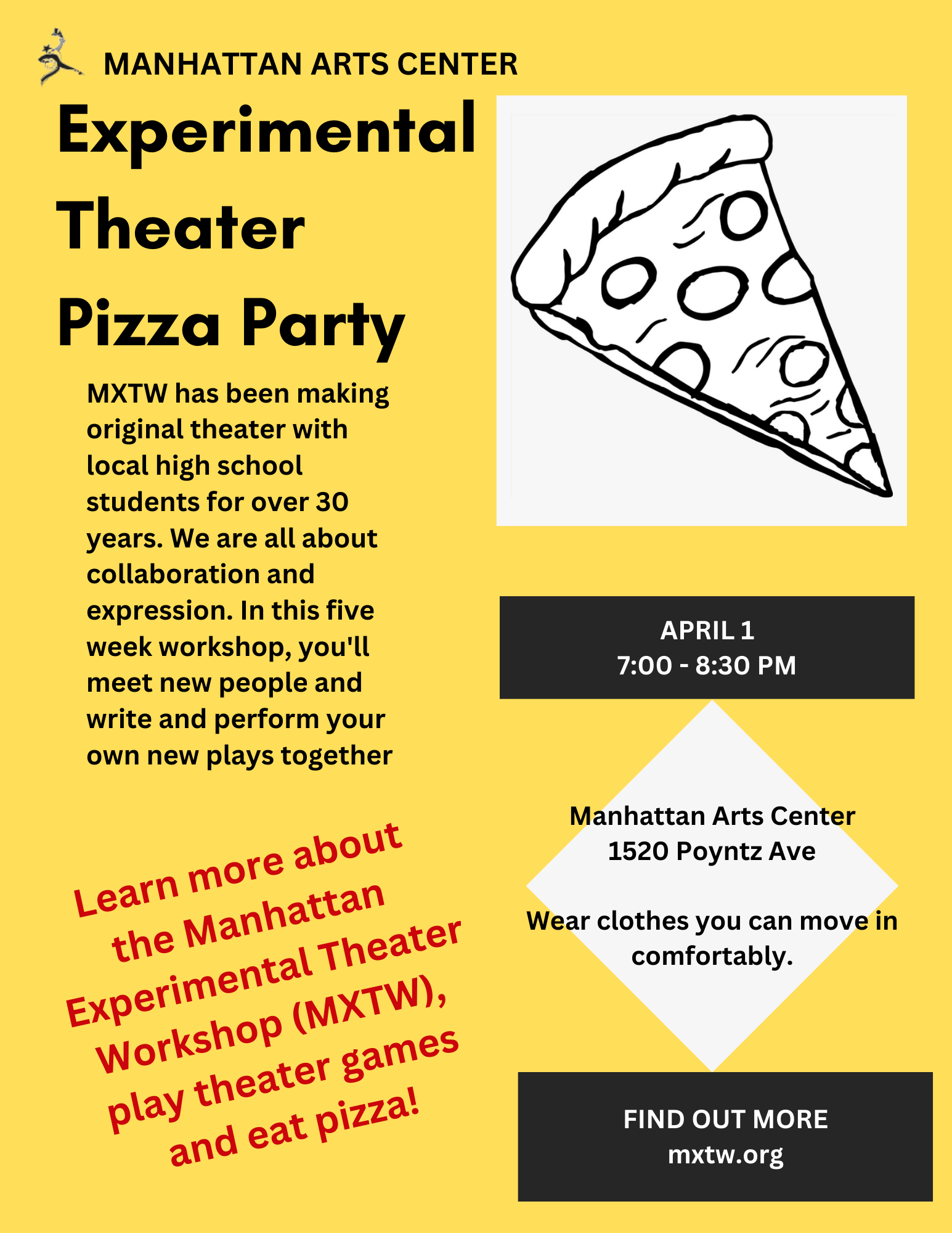 COME LEARN ABOUT MXTW AT OUR PIZZA PARTY!